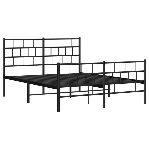 vidaXL Metal Bed Frame Black Powder-Coated Steel Full Metal Bed Frame