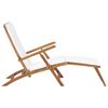 vidaXL Deck Chair Cream White, Teak Solid Teak Wood, Polyester Cushion