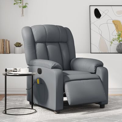 vidaXL Electric Massage Recliner Chair Gray Faux Leather