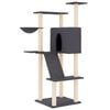 vidaXL Cat Tree Dark grey Engineered wood, Plush, Sisal 56.3 in tall
