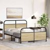 vidaXL Bed Frame Smoked oak Steel, Engineered wood Small Double