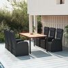 vidaXL Garden Dining Set Black PE Rattan Medium Adjustable Footrests