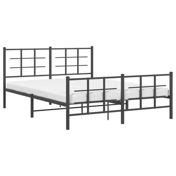 vidaXL Metal Bed Frame without Mattress with Footboard Black 63"x78.7"