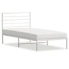 vidaXL Bed Frame White Powder-Coated Steel Twin Bed Frame Rectangular