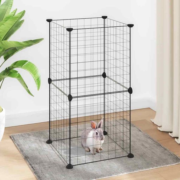 vidaXL Pet Cage Black Powder-coated steel Small Collapsible Pet Cage