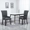 vidaXL Dining Chair Set of 2 Dark Grey Polyester, Oak Wood Standard