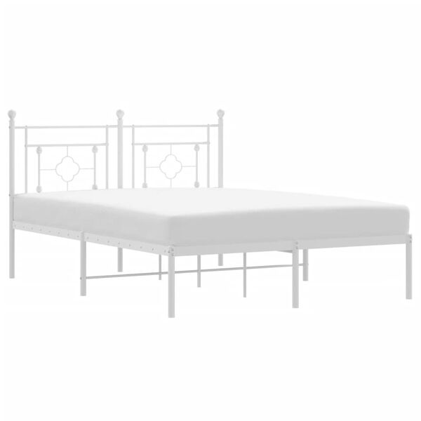 vidaXL Bed Frame White Powder-coated steel Double Bed Frame