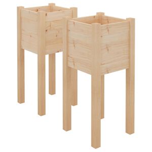 vidaXL Planter Set of 2 Pine Solid pinewood 12.2 in x 12.2 in x 27.6 in