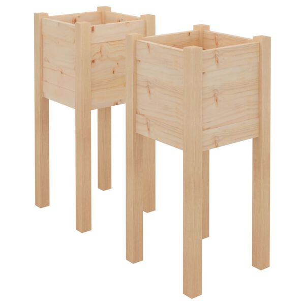 vidaXL Planter Set of 2 Pine Solid pinewood 12.2 in x 12.2 in x 27.6 in