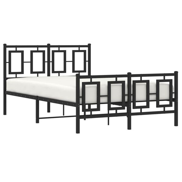 vidaXL Bed Frame Black Powder-Coated Steel Small Double Bed Frame