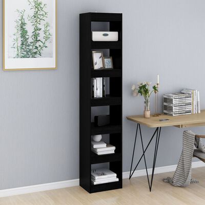 vidaXL Book Cabinet/Room Divider Black 15.7"x11.8"x78"
