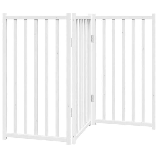 vidaXL Dog Gate Set of 3 White Solid fir wood Foldable Dog Gate