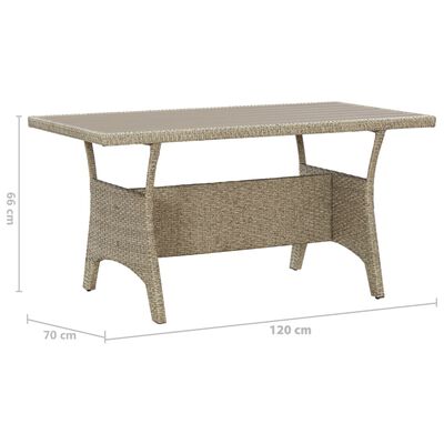 vidaXL Patio Table Gray 47.2"x27.6"x26" Poly Rattan