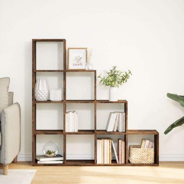 vidaXL Room Divider Bookcase Smoked oak Engineered wood