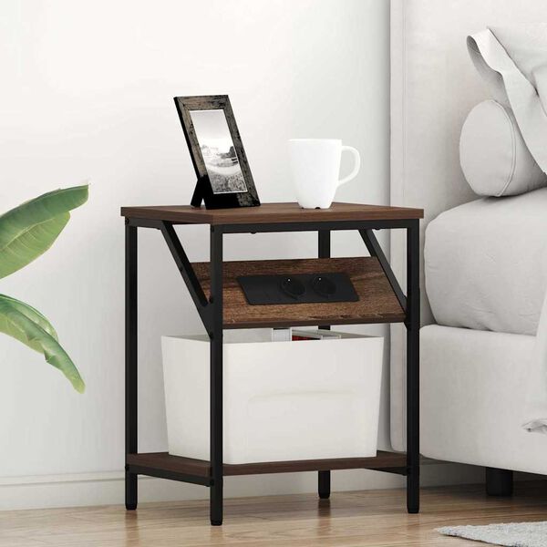 vidaXL Bedside Cabinet Brown Oak 14.96 x 11.81 x 18.90 in