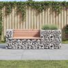 vidaXL Garden Bench With Gabion Basket Natural brown wood and grey steel