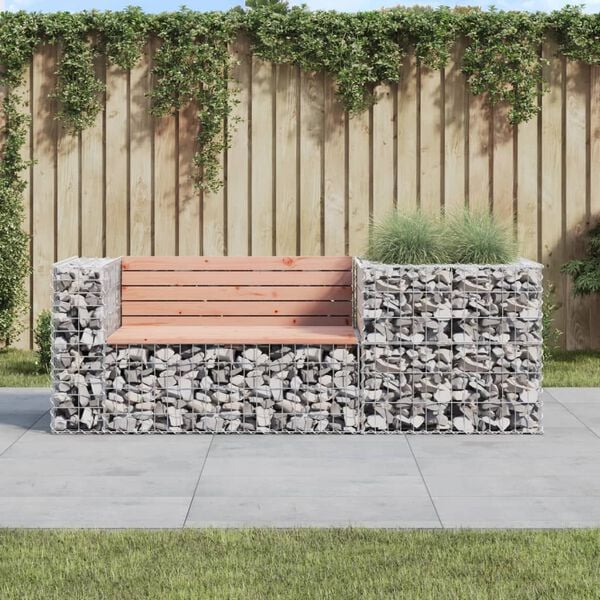 vidaXL Garden Bench With Gabion Basket Natural brown wood and grey steel