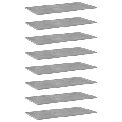 vidaXL Bookshelf Boards 8 pcs Concrete Gray 31.5"x15.7"x0.6" Chipboard