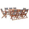 vidaXL Dining Set Grey Solid eucalyptus wood and textilene Large