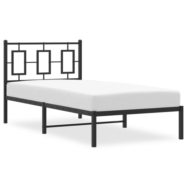 vidaXL Bed Frame Black Powder-Coated Steel Single Bed Frame