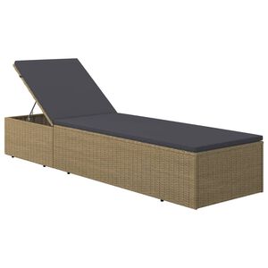vidaXL Sunlounger Brown and Dark Grey PE rattan Standard Foldable