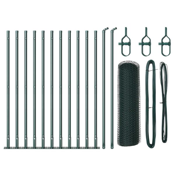 vidaXL Fence Post Green 82.02 x 1.31 ft (0.98 in mesh) Steel and PVC