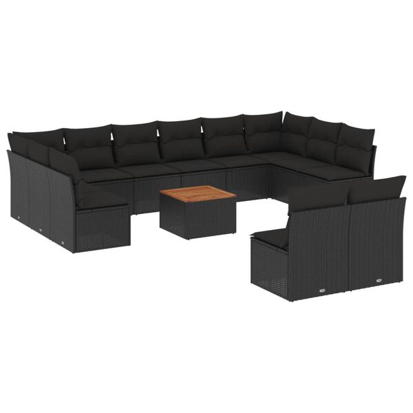vidaXL Garden Sofa Set Black