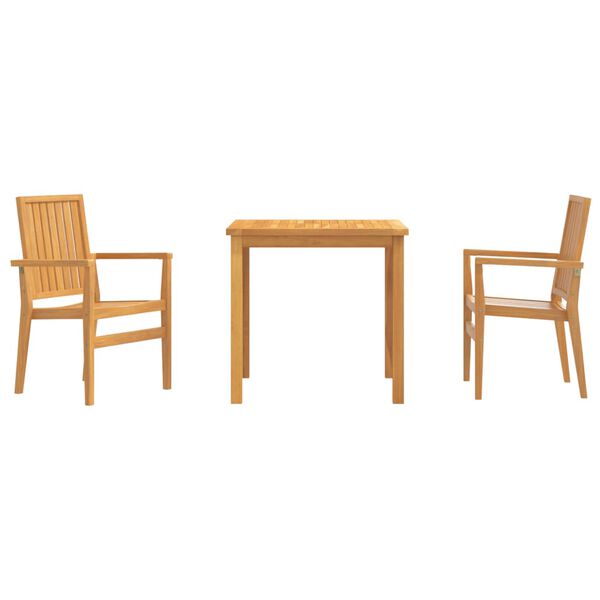vidaXL 3 Piece Patio Dining Set Solid Wood Teak