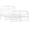 vidaXL Bed Frame White Powder-Coated Steel Small Double Bed Frame