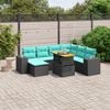 vidaXL 8 Piece Patio Sofa Set with Cushions Black Poly Rattan