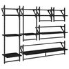 vidaXL Wall Shelf Set Set of 6 Black Engineered wood, metal Large