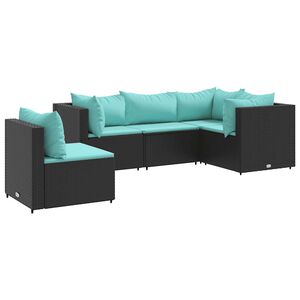 vidaXL Patio Lounge Set Black, Water Blue