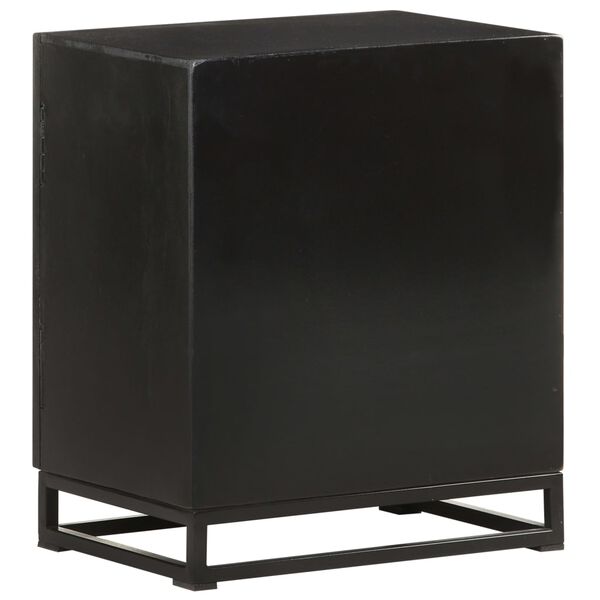 vidaXL Bedside Cabinet Black Solid acacia and mango wood 15.7x11.8x19.7 in