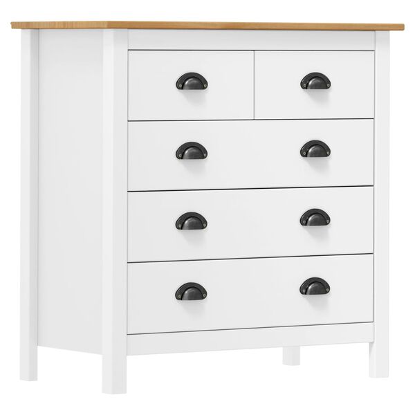 vidaXL Sideboard White and honey brown Solid pine wood
