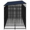vidaXL Dog Kennel Black Powder-coated Steel Large Durable Dog Kennel