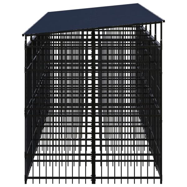 vidaXL Dog Kennel Black Powder-coated Steel Large Durable Dog Kennel
