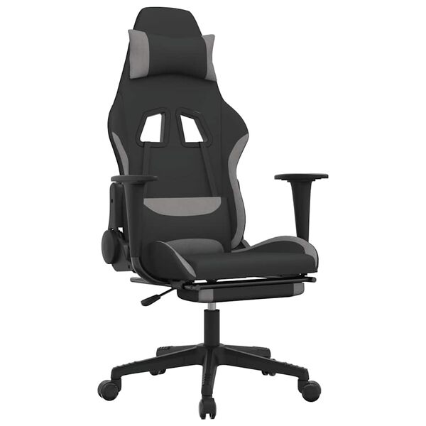 vidaXL Gaming Chair Black and Light Grey Polyester, Metal, Plywood, Plastic
