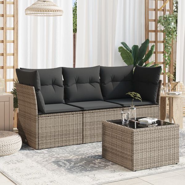 vidaXL Garden Sofa Set Grey PE rattan Medium Modular Garden Sofa Set