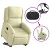 vidaXL Stand Up Recliner Chair Cream Real leather, metal, plywood Medium