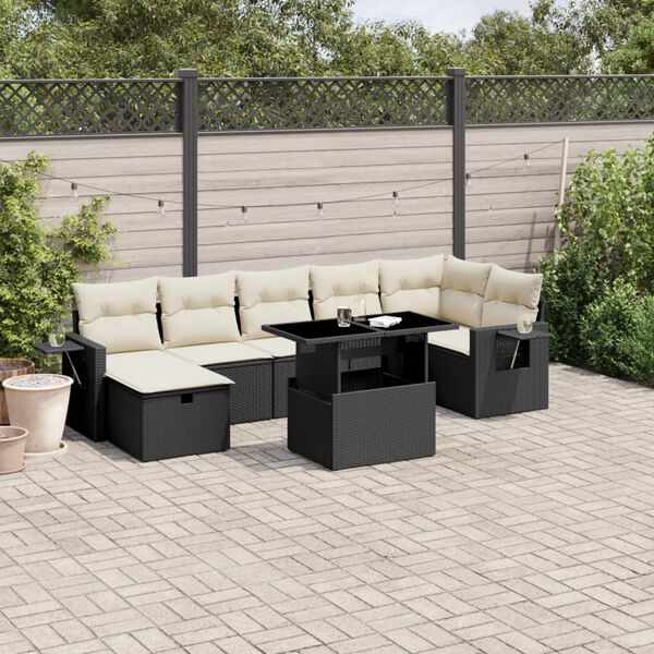 vidaXL Garden Sofa Set Black, Cream white