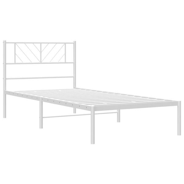 vidaXL Metal Bed Frame White Powder-Coated Steel Single