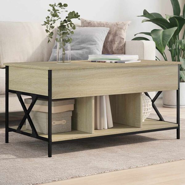 vidaXL Coffee Table Sonoma Oak 39.4"x21.7"x19.7" Engineered Wood and Metal
