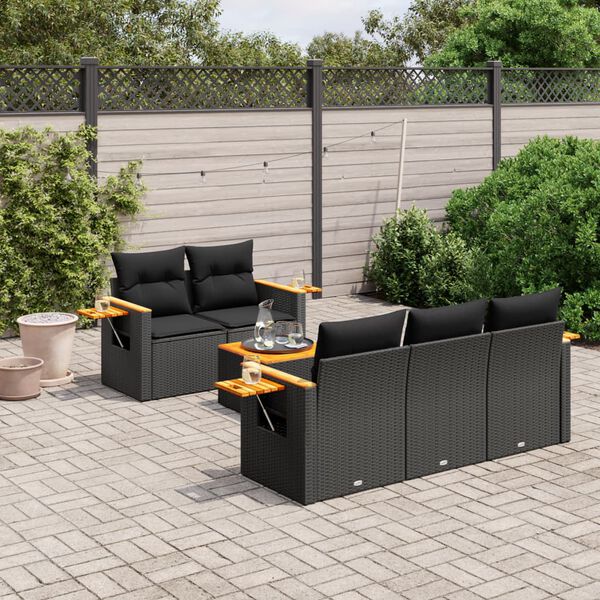 vidaXL Garden Sofa Set Black