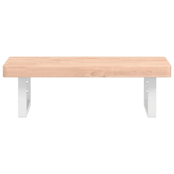 vidaXL Basin Shelf White, Natural Beech Steel, Solid Beech Wood