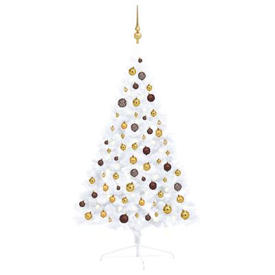 vidaXL Artificial Half Pre-lit Christmas Tree with Ball Set White 47.2"