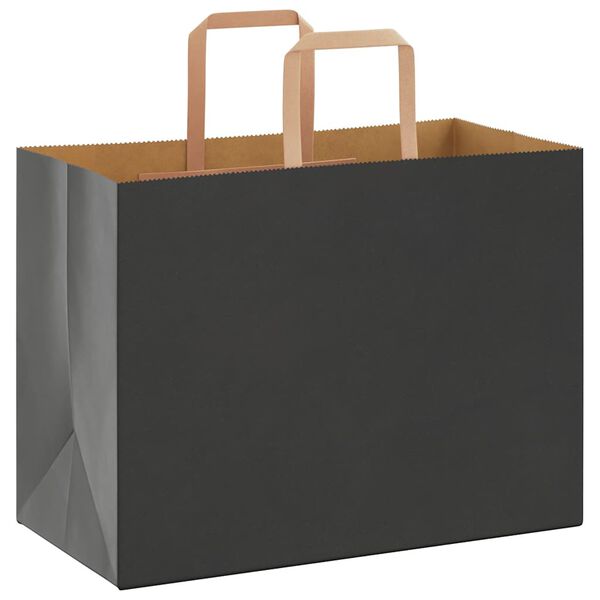vidaXL Paper Bags 250 pcs with Handles Black 32x17x25 cm