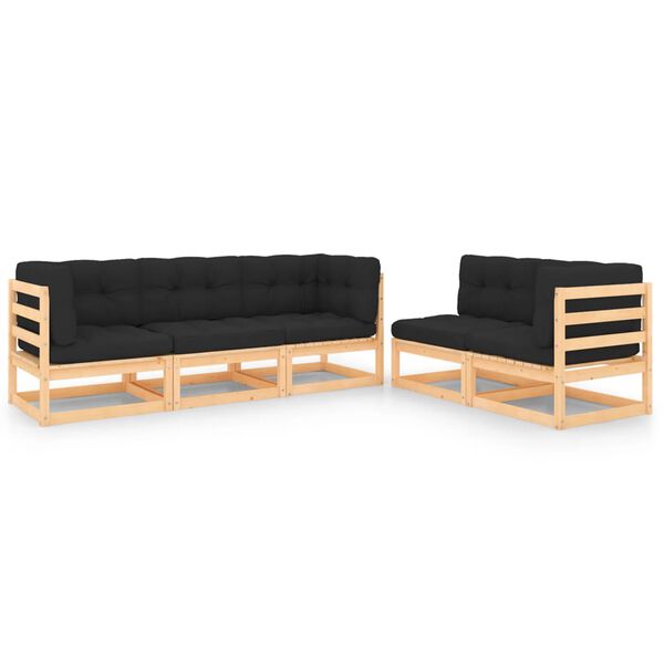 vidaXL Garden Lounge Set Anthracite Solid pine wood, 100% polyester
