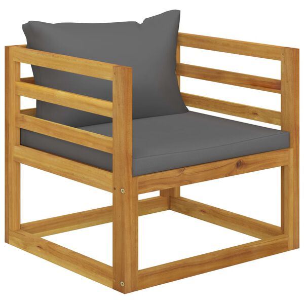 vidaXL Wooden Chair Dark Grey, Natural Wood Solid Acacia Wood Standard