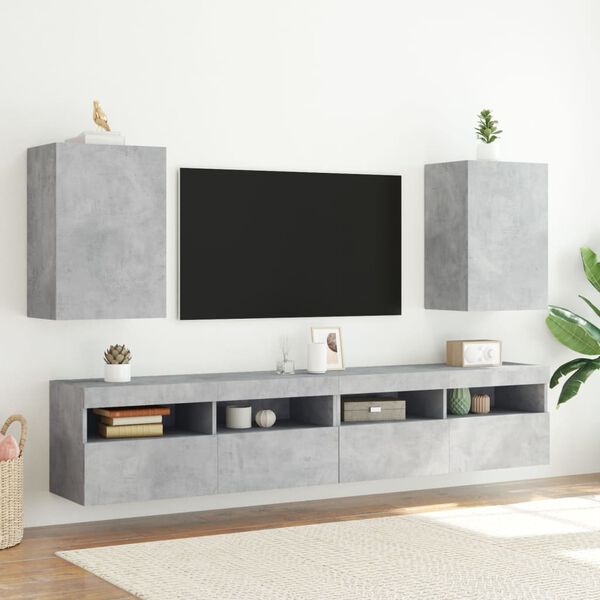 vidaXL TV Wall Cabinet Set of 2 Concrete grey Engineered wood Standard