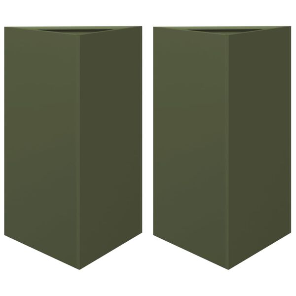 vidaXL Garden Planter Set of 2 Olive Green Steel Large Durable